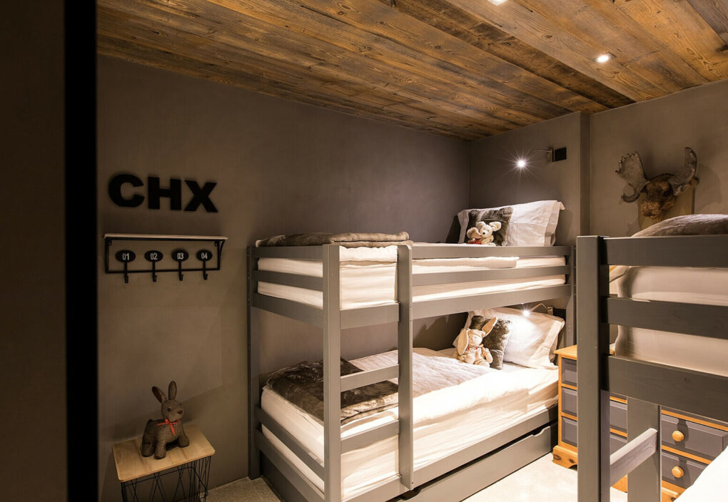 Bedroom 5, two sets of bunk beds, with ensuite shower room