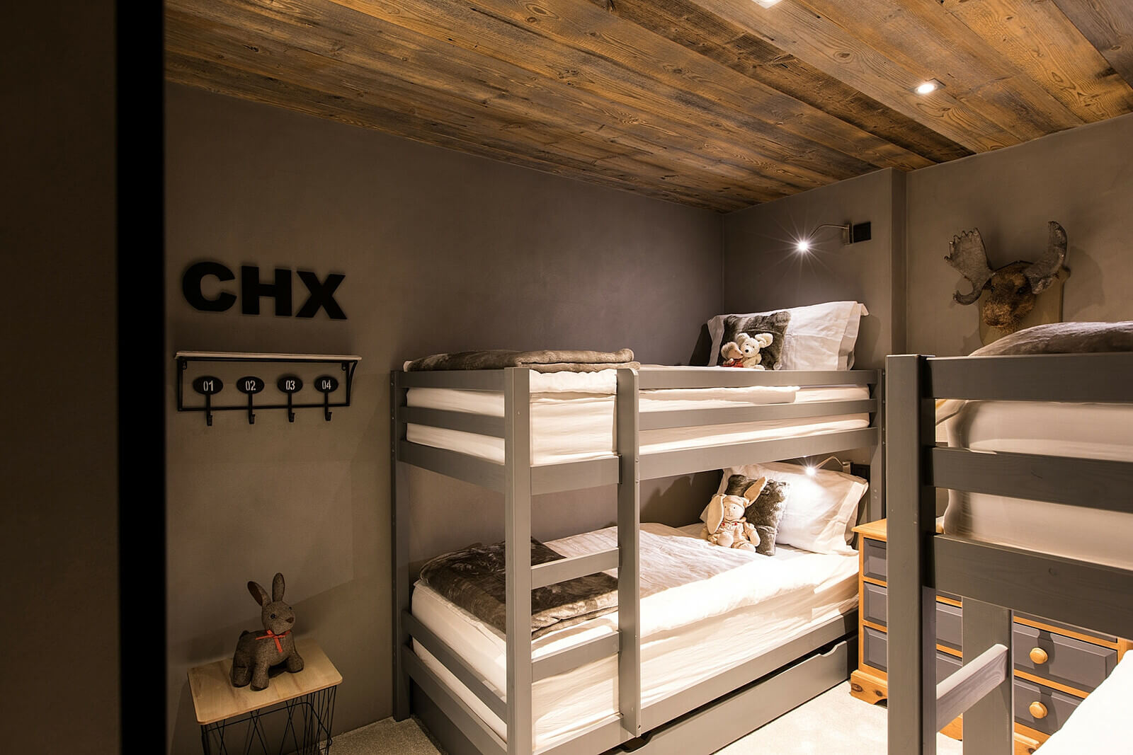 Bedroom 5, two sets of bunk beds, with ensuite shower room