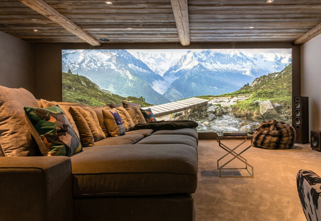 Mountain scene lightbox in cinema room