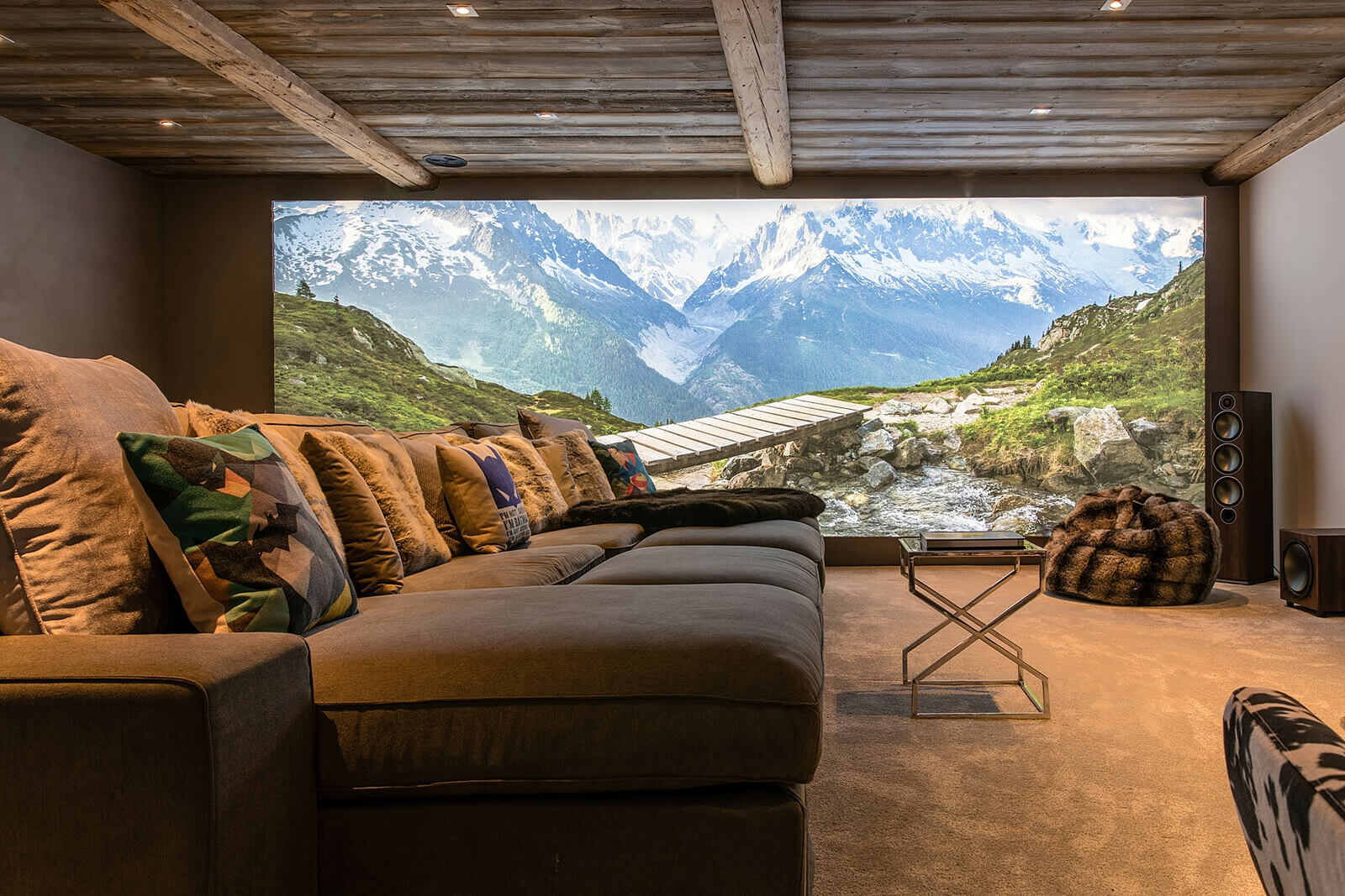 Mountain scene lightbox in cinema room